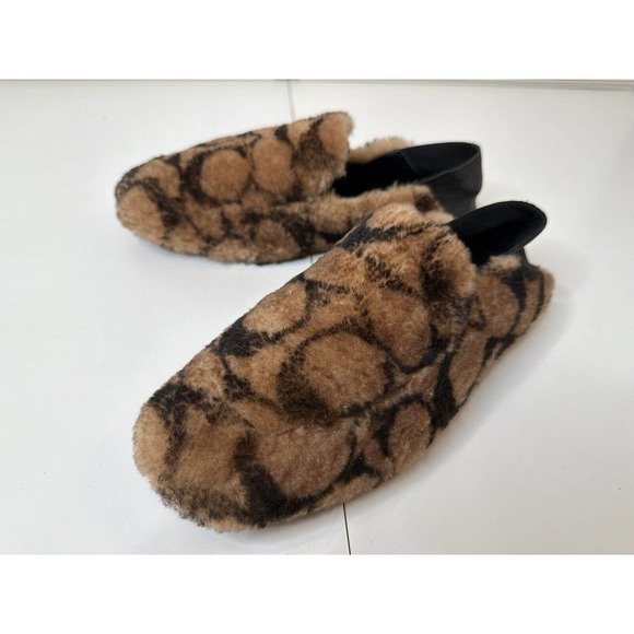 Coach Holly Signature Shearling Loafers Slipper Saddle Size 8 MSRP $275.00 - Picture 7 of 9